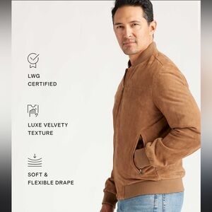 QUINCE 100% Suede Harrington Jacket Mens Size L Color Brown